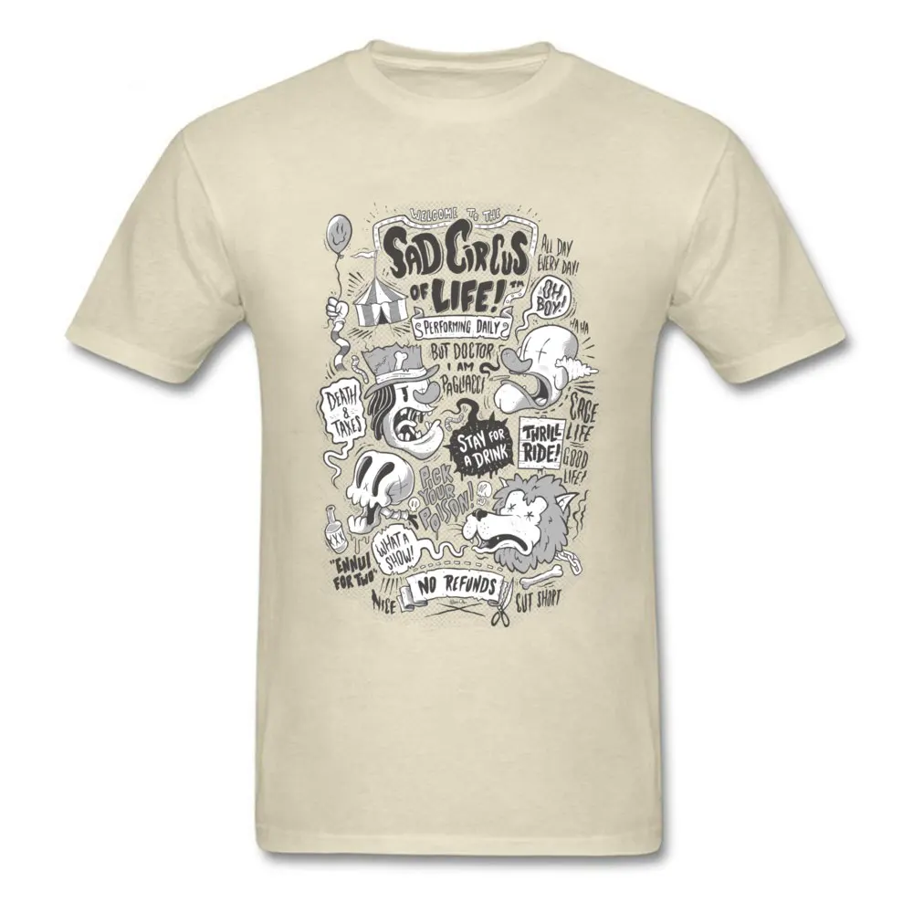 2018 Fashion Men's Top T-shirts Round Neck Short Sleeve 100% Cotton Sad Circus Tees Slim Fit Top T-shirts Drop Shipping Sad Circus beige