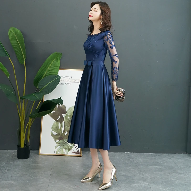 tea length navy dress