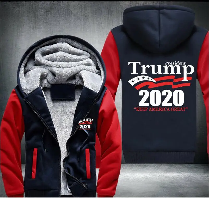 Drop shipping President Trump keep america great Man's Design Male Jacket Thicken Fleece US Size