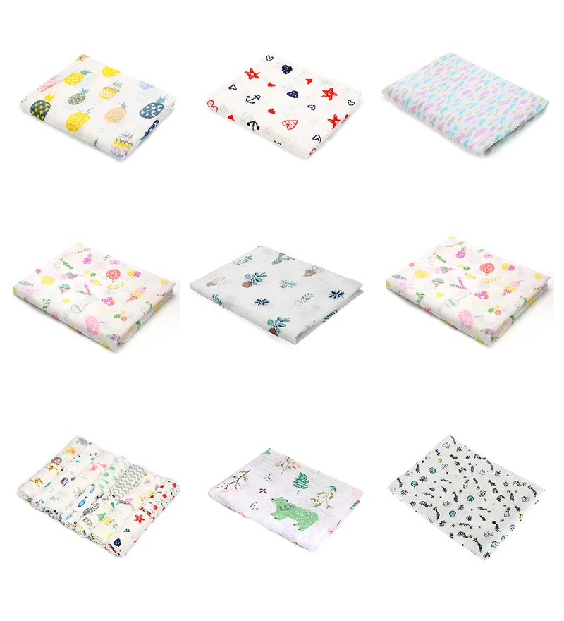 duvet insert [simfamily] 2 pcs/pack Muslin 100% Cotton Baby Swaddles Soft Newborn Baby Bath Towel Blankets Multi Designs Functions Baby Wrap fitted sheet