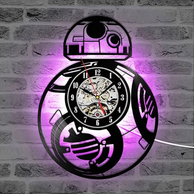 12in 3d wall clock Star Wars LED Wall Clock with 7 Colors Modern Design Movie Vintage Vinyl Record Clocks Wall Watch Home Decor - Цвет: D-7 Color LED Change