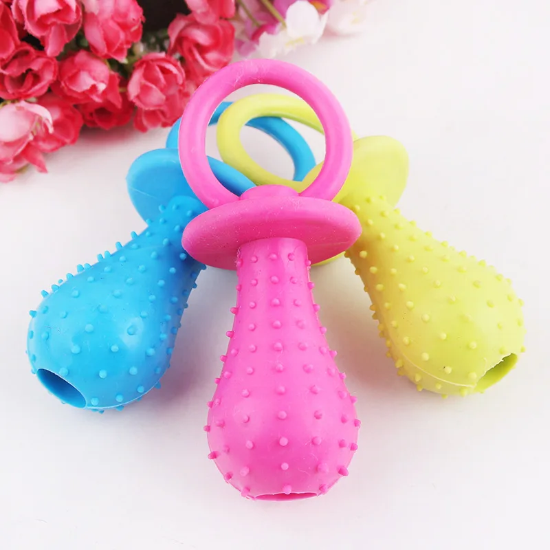 

1pc Mini Cute Chew Toys Cats Dogs Pacifier Mini Bell Sound Rubber Pacifier