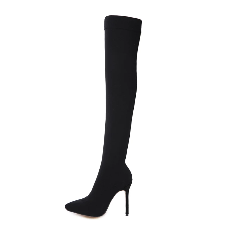 De A Tacones Black Ajustadas Moda Para Fiesta Calcetines Mujer Rodilla Invierno Tacón Sobre Finos Muslo Puntiagudas Alto Hasta Botas La El 2018 q1WgScdqZ