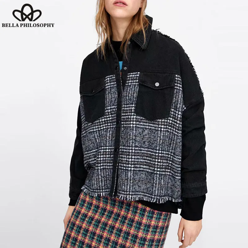 Wonder Spring Long Sleeve Denim Jackets Vintage Patchwork Female Loose Jackets Street Wear Lady Single Breasted Outwears 2019