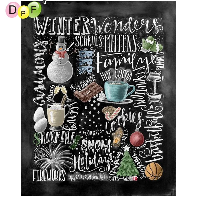 DPF DIY Winter items 5D diamond mosaic kit full square embroidery needlework painting cross stitch home decor | Дом и сад