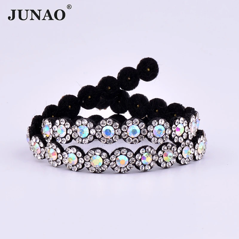 JUNAO 4 шт. 1 см * 40 кристаллы AB стеклянные стразы отделка цепи цветы кристалл
