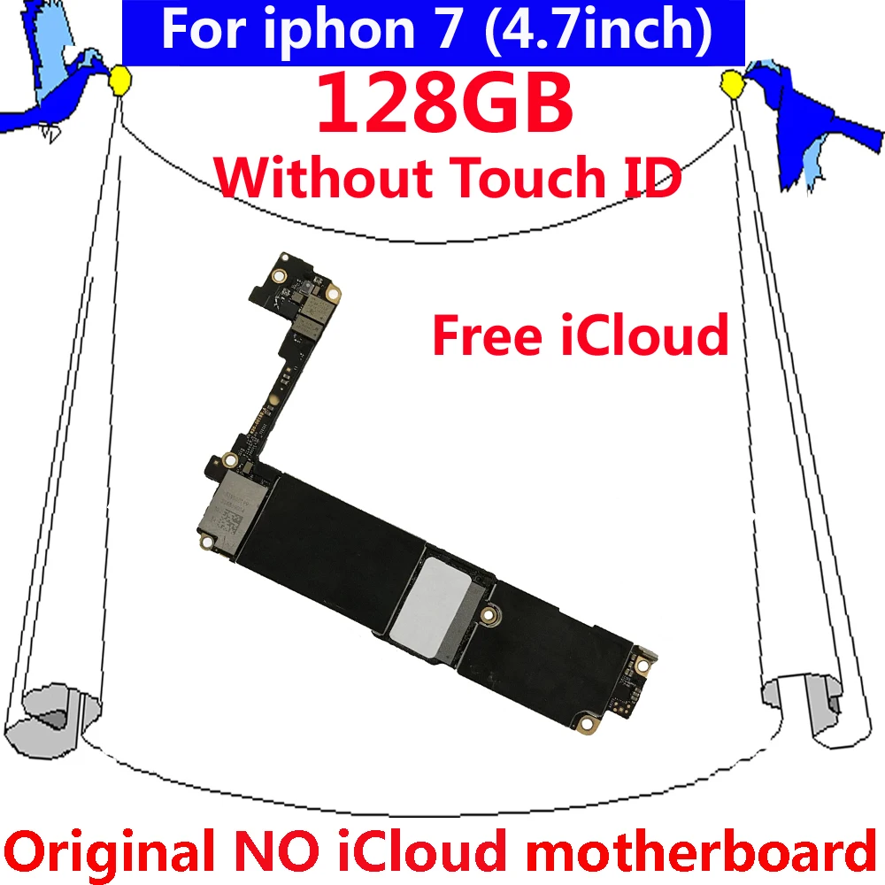 128 ГБ чистая iCloud разблокированная материнская плата без Touch ID для iphone 7 IOS