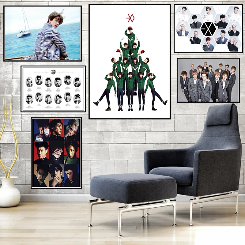 

EXO Posters K-Pop Dance-Pop Wall Stickers White Coated Paper Home Decoration 42*30cm
