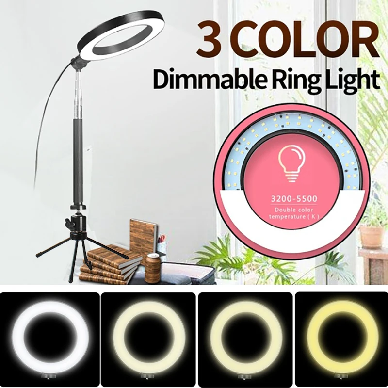 Tycipy 20 см селфи кольцо свет LED фотография 3200 5500K 5W USB фото камера видео стол мини