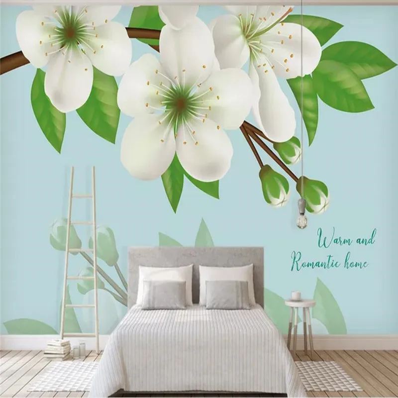 

Custom wallpaper mural blue floral background wall