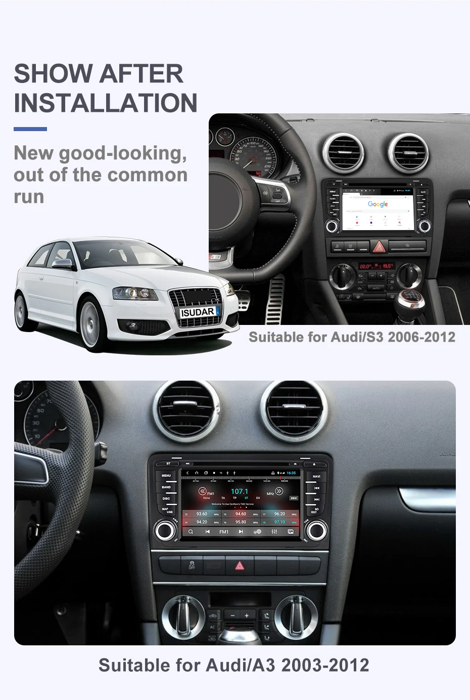 Sale Isudar H53 2 din Car Radio Multimedia Player Android For Audi/A3/S3 2002-2013 GPS Octa Core 4GB 64GB 1080P Camera DSP USB DVR FM 2