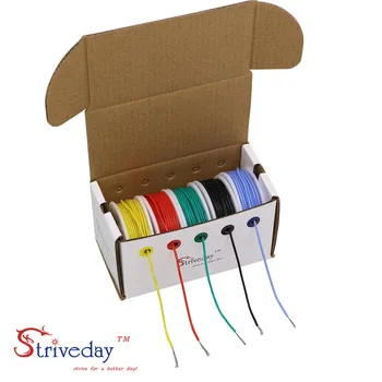 

22AWG 30m Flexible Silicoone Wire Cable 5 color Mix box 1 package Electrical Wire copper DIY Stranded line