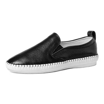 

Footwear Loafers Casual Flat Shoes Woman Genuine Leather Slip On Flats Fashion Round Toe Women Shoes Handmade Zapatos Mujer Z161