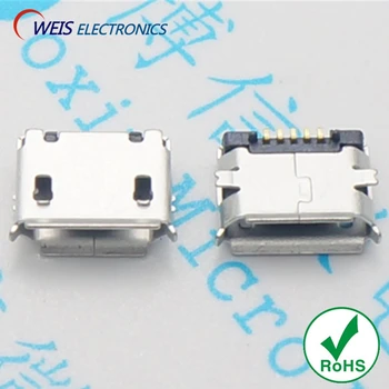 

100PCS MK5P Micro USB connector Female socket mike usb plug 5 PINS copper shell tape & reel MICROUSB 5P
