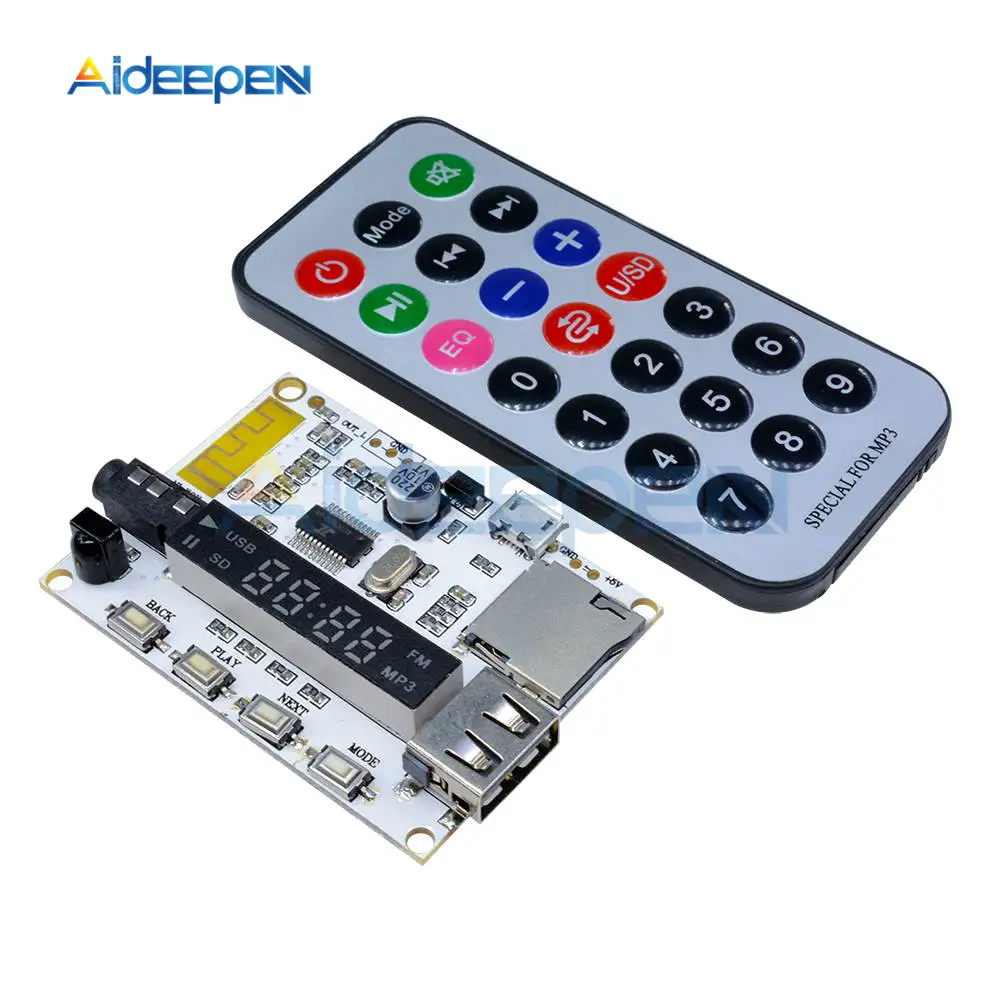 

Digital Display Bluetooth Wireless MP3/FM Decoding Board TF Micro SD Card LED Audio Sound Module with Infrared Remote Control