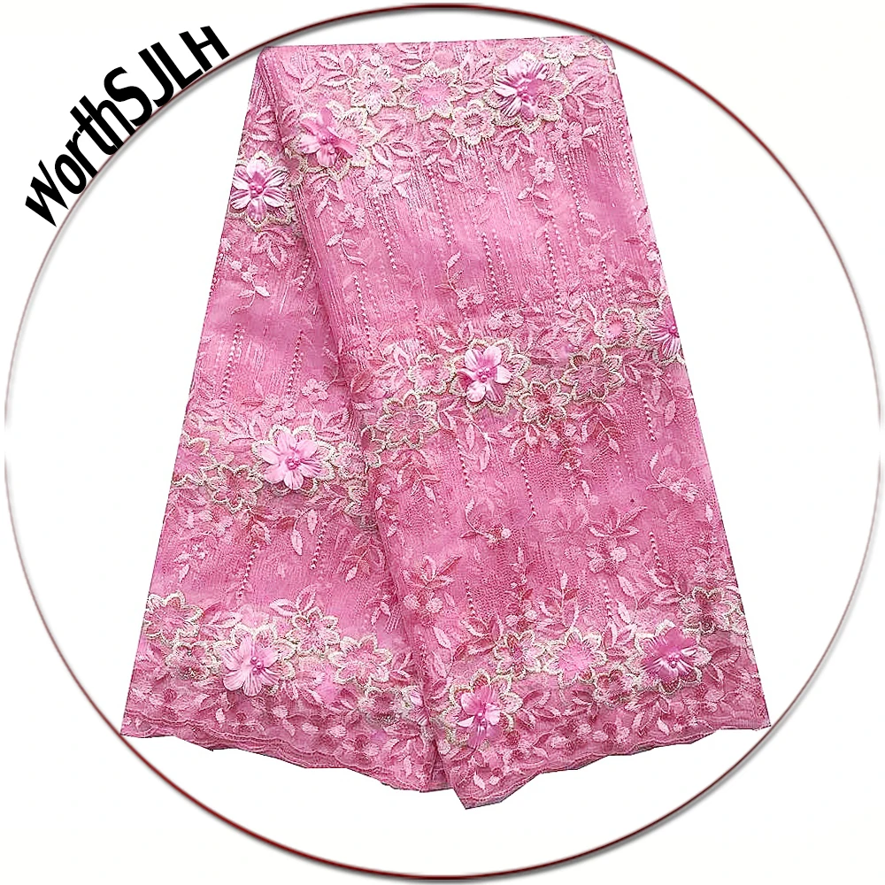 

High Quality Swiss Lace 2019 Purple Pink Indian Nigerian Wedding French Lace Fabric Mesh Tulle Latest African Fabric Lace