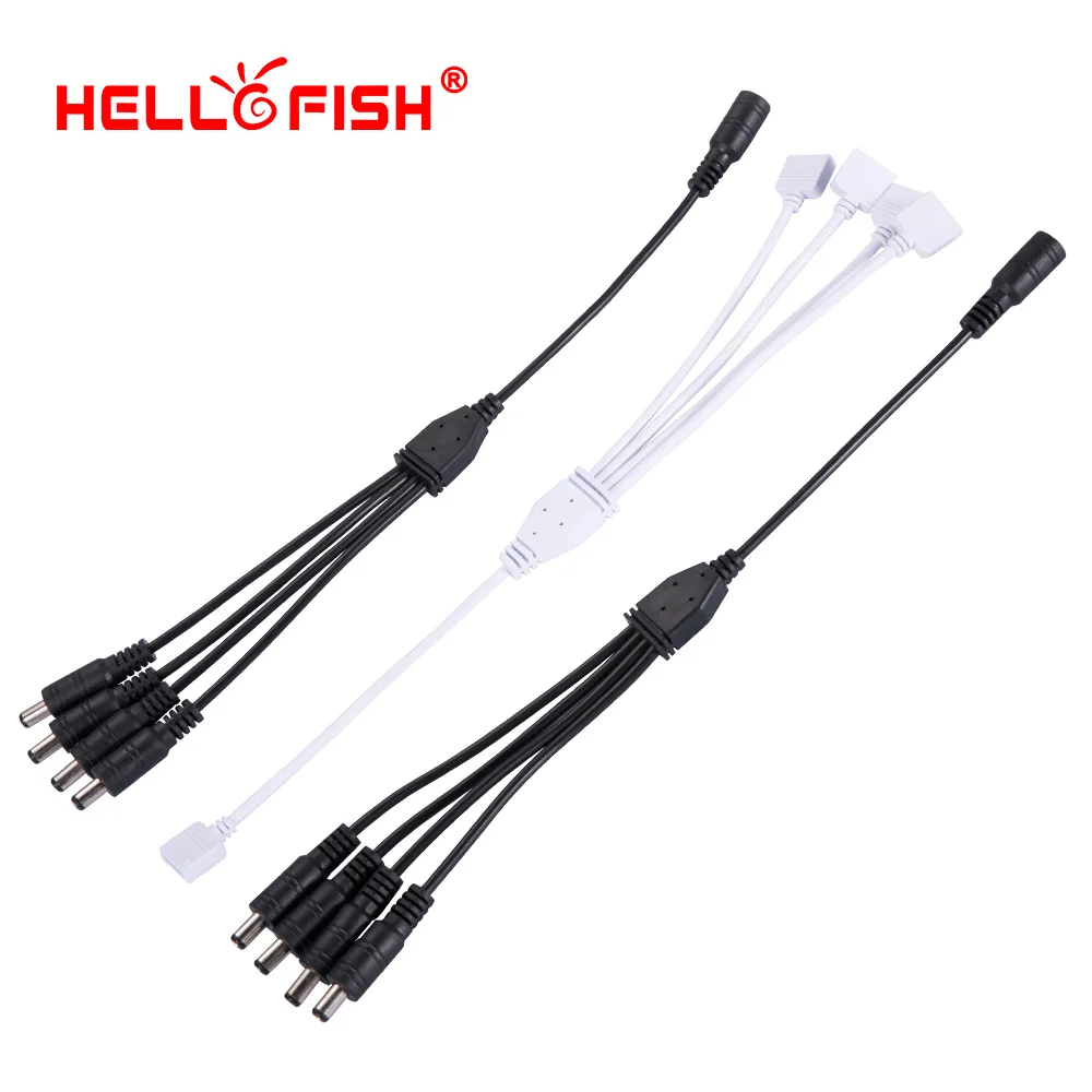

LED accessories 3.5 jack cable connector 12v dc female wire 4 5 pin RGB RGBW LED strip DC switch cable 1 to 2 3 4 Hello Fish