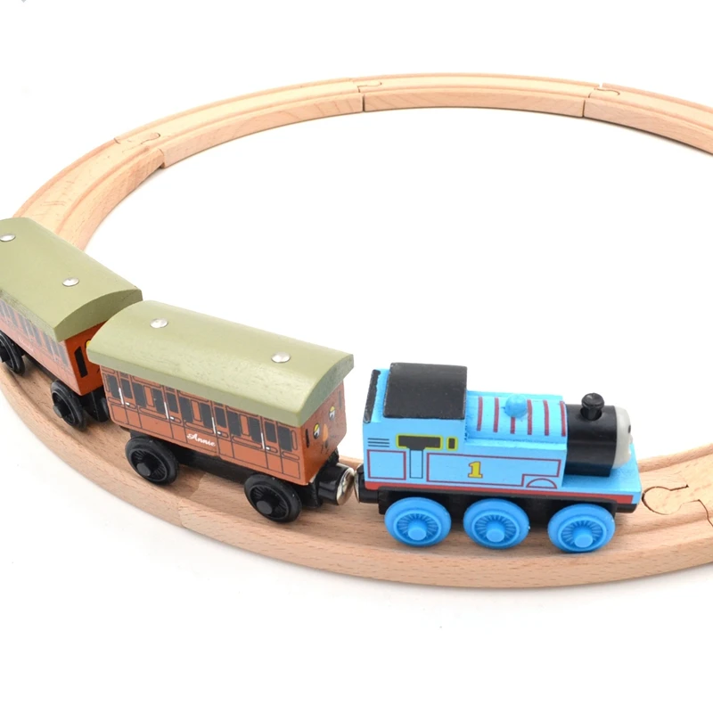 Beech Wood Томас поезд Annie и кларбель круг трек Железнодорожный Автомобиль Игровой Набор аксессуары игрушки, 1 комплект = трек+ локомотив+ тендер