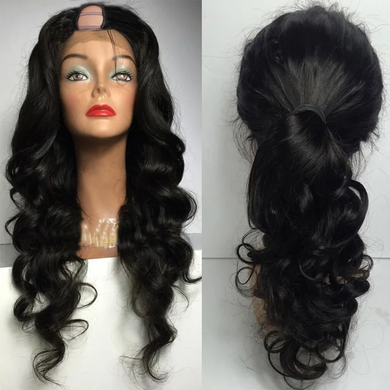 Simbeauty тело волны и часть парик их натуральных волос бразильский парики Remy для черный Для женщин слева 1x4 Inch натуральный Цвет с зажимами расчески