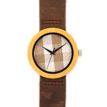 2016 Chaude Bambou Bois Montres Pour Femmes Avec Véritable peau de Vache En Cuir Starps Janpen Mouvement Quartz Montre-Bracelet Pour des Cadeaux De Noël