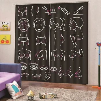 

3D Digital Print makeup Blackout Curtains for Bedroom Solid Colors Living Room Window Custom Made Home Decor Draps MA4