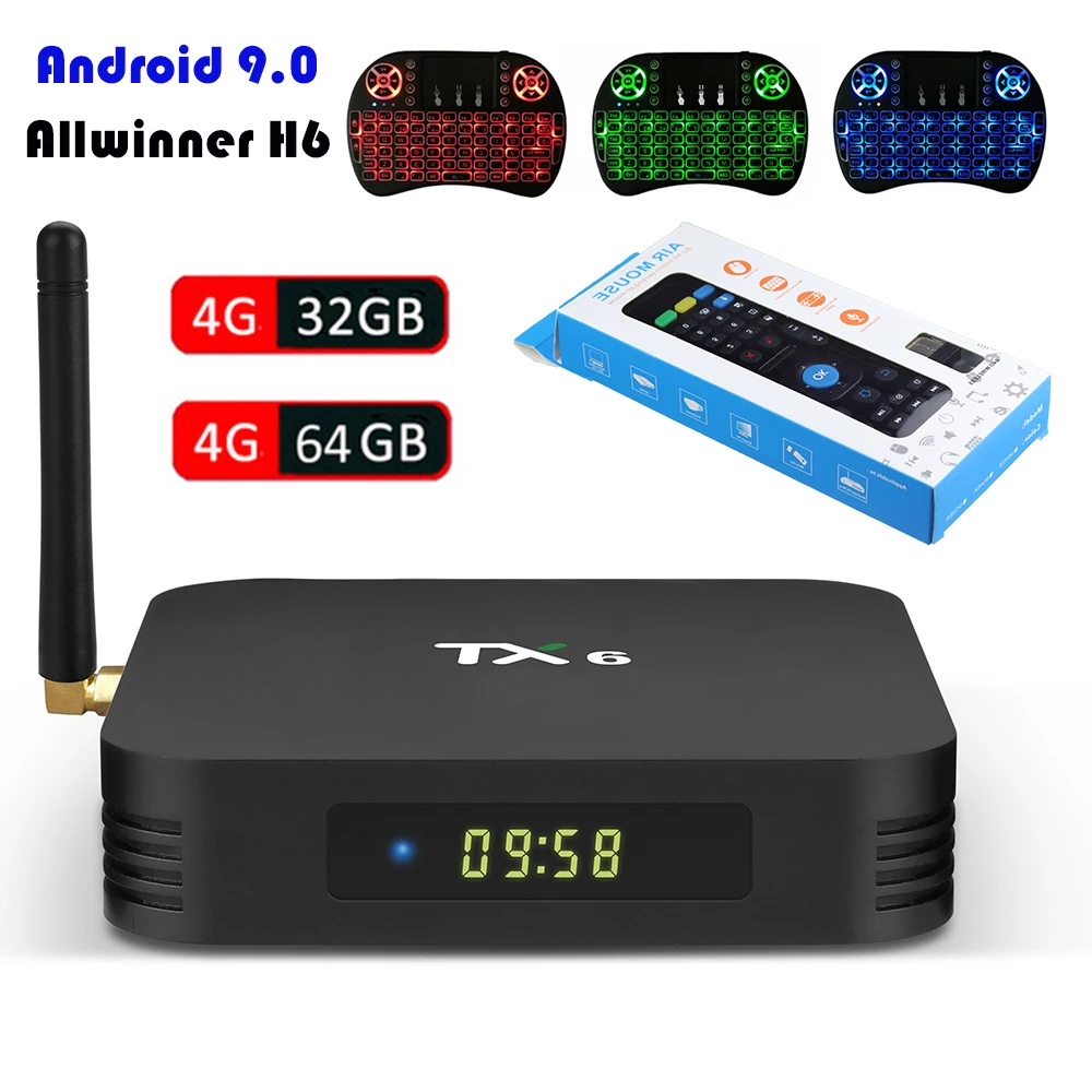 

Tanix TX6 Android 9.0 TV Box 4GB 32GB / 4GB 64GB Dual WiFi Bluetooth 4.1 Allwinner H6 1080P H.265 4K Smart TV Set Top Box