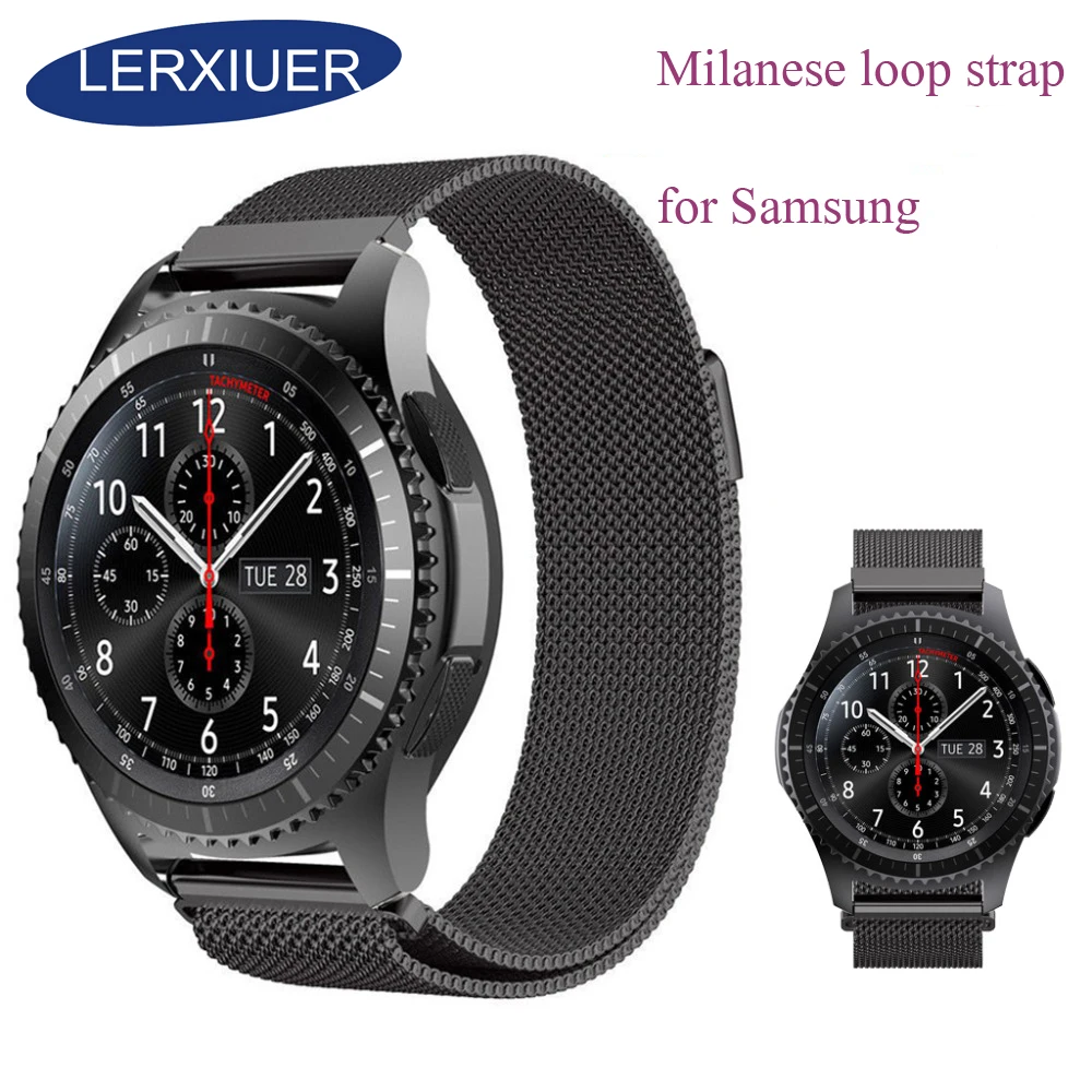 

Lerxiuer Watch Strap for Samsung Gear S3/S2 Frontier Band 22mm 20/18mm Milanese Loop Stainless Steel Bracelet Wrist Watchband