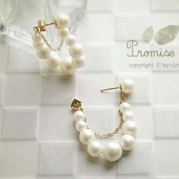 

XUBCHC Gold Chain White Simulated Pearl Beaded Exaggerated Earrings For women Fashion Jewelry