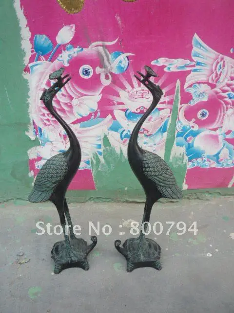 

Rare Distinctive Qing Dynasty bronze Statue turtle&crane,a pair,Free shipping