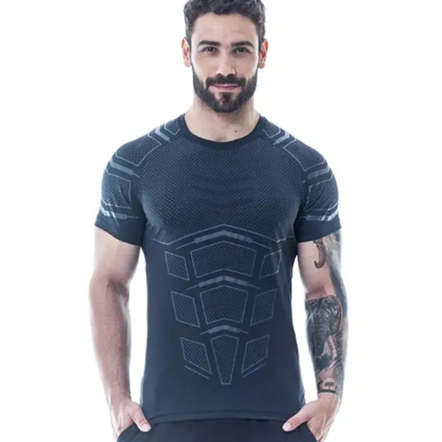 Camiseta de compresión transpirable de manga corta para hombre, camiseta  elástica de secado rápido para entrenamiento de culturismo y correr,  novedad de verano - AliExpress