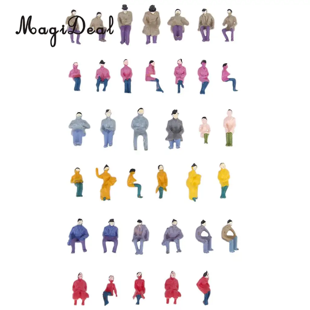 MagiDeal 50 шт./лот 1/87 весы пластиковая окрашенная модель поезд сидящие люди фигурки