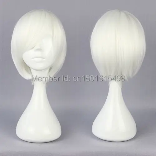 Free shipping Cheap 30cm white short cosplay party wig+wig weaving cap |