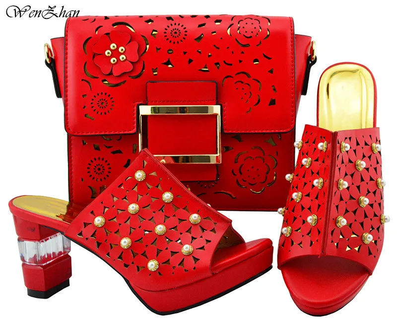 red shoes and bag