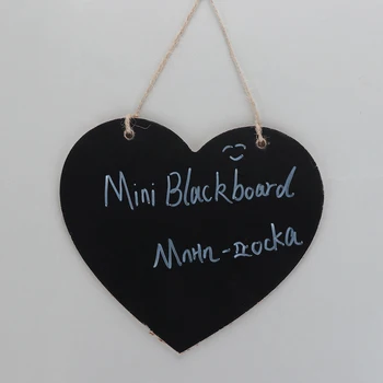 

Love Heart Shape Vintage Hanging Wood Blackboard with Rope Message Label Memo Sign Mini School Home Hanging Blackboard