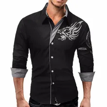

Male 2018 New Men'S Long-Sleeved Dress Shirt Dragons Men'S Casual Slim Lapel Male Quality Large Size 4XL