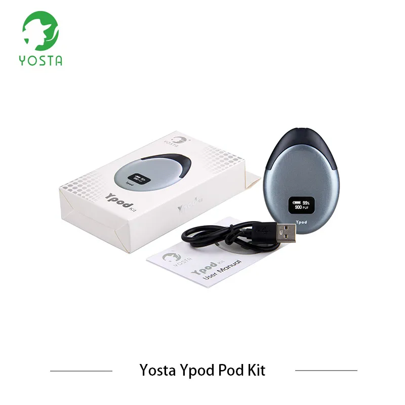 

Original Yosta Ypod Kit Pod System Vape Electronic Cigarettes 500mah battery 2ml Refillable Cartridge 1.4ohm Coil 0.49 Screen