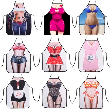 

Thicken Aprons Kitchen Personalized Digital Printed Sexy Funny sexy lady Apron Dinner Party Cooking Apron Adult Cuisine Pinafore