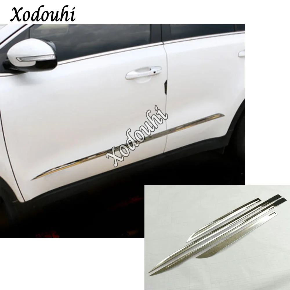 

For Kia Sportage KX5 2019 2020 car sticker styling detector stainless steel side door body trim strip molding parts 4pcs