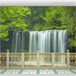 Beibehang Большой обои 3D балкон забор падает пейзаж лист фон Современные европейские Гостиная живопись