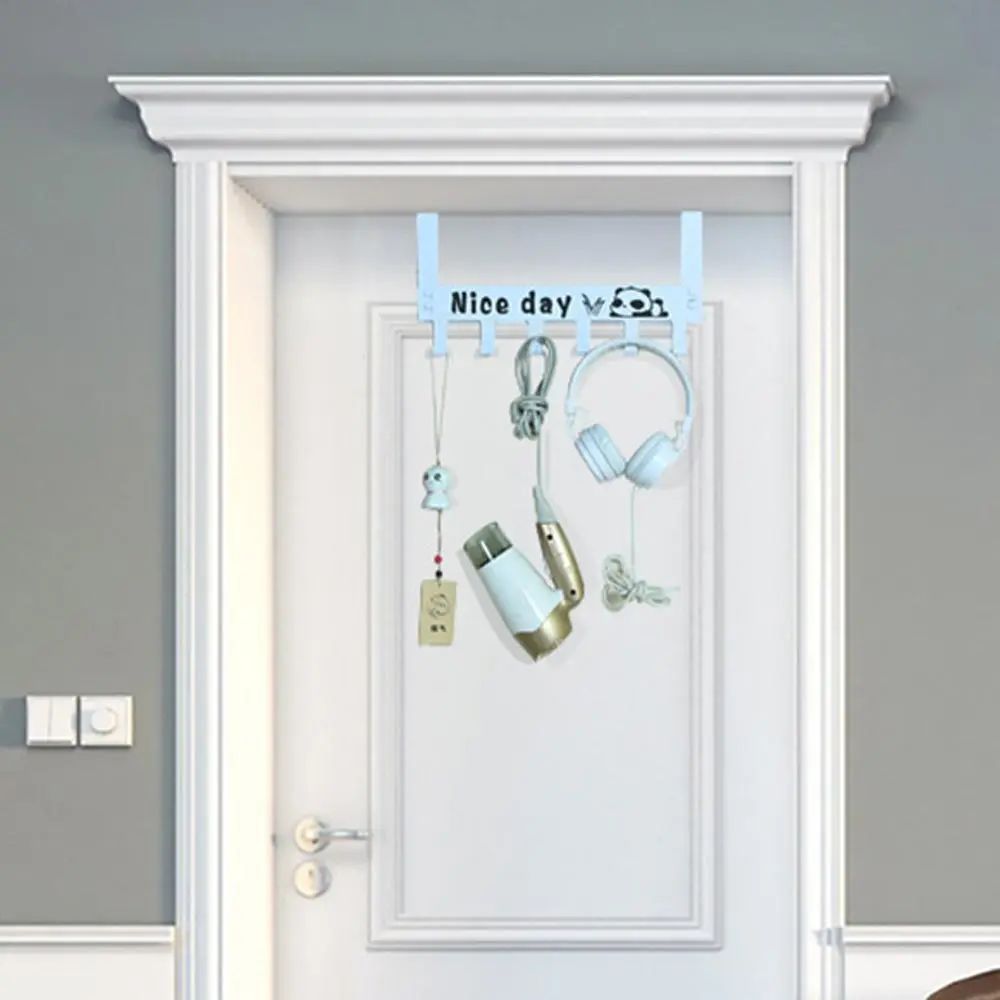 Durable Door Hook Living Room Wall Hanger Hat Durable Kitchen 6 Hooks Bearing Black White Color Bearing