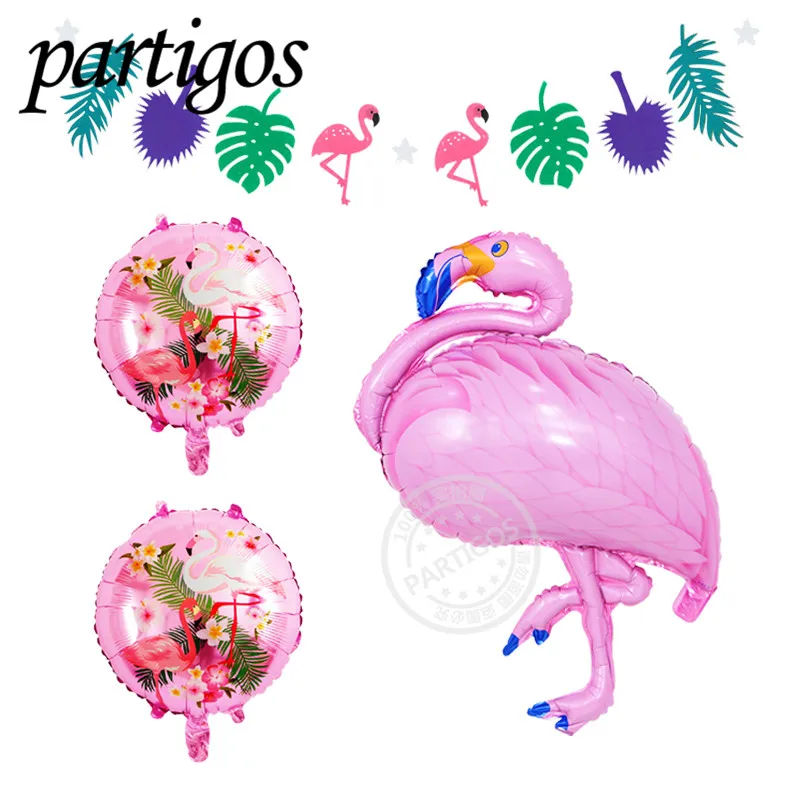 

3pcs/lot 51X105CM Flamingo flag 18inch round foil balloons Happy Birthday for party decoration supplies baby shower