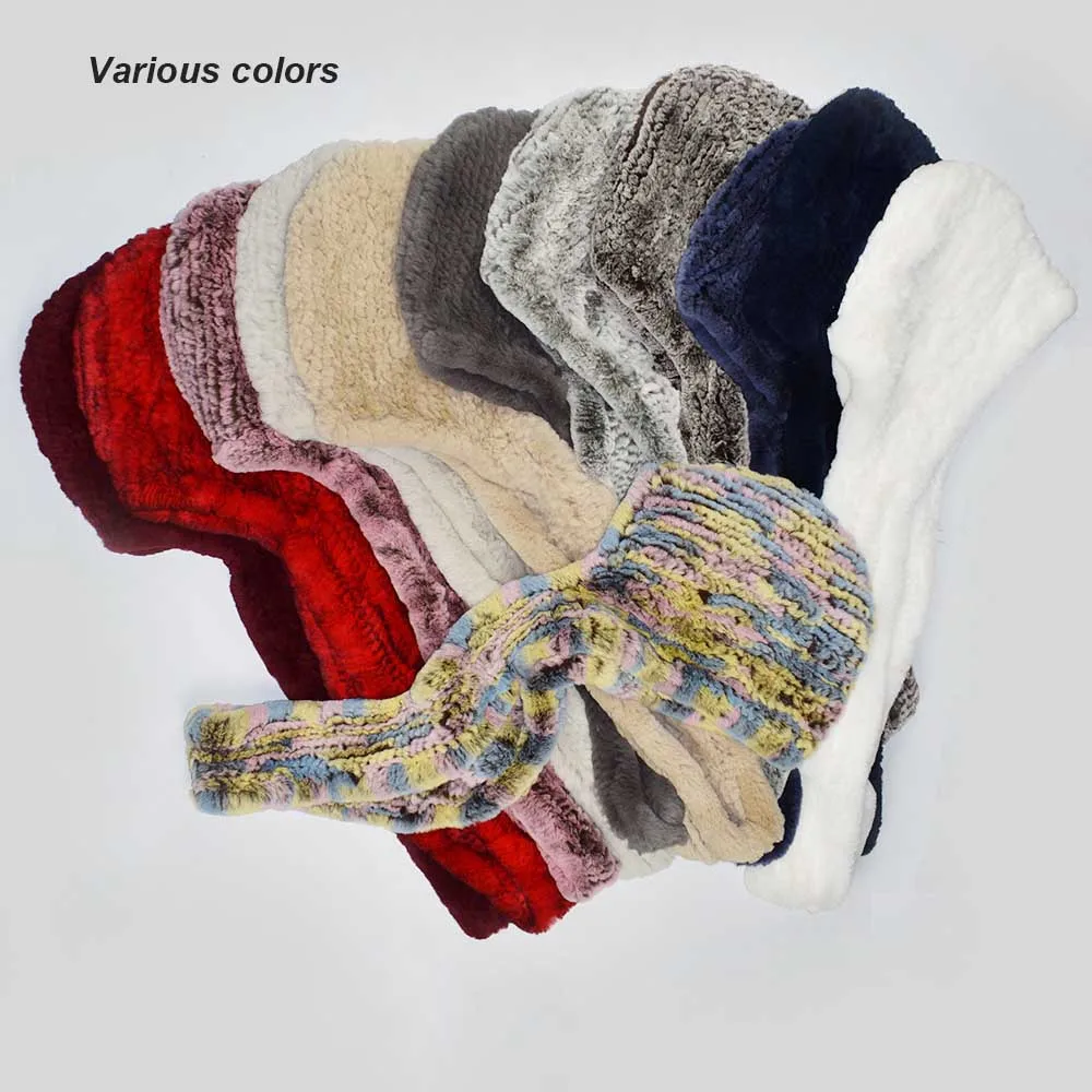 knit rex fur scarf various colors