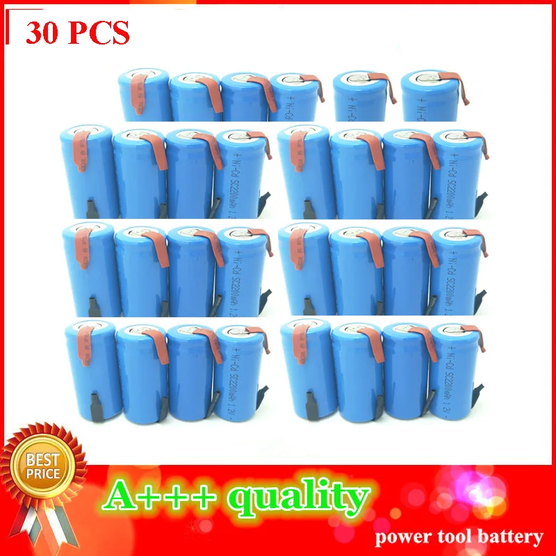 

NI-CD 2200mAh 1.2V for Electric Drill SC Rechargeable Battery SUBC Batteria for Screwdriver Cell 30 Pieces Included