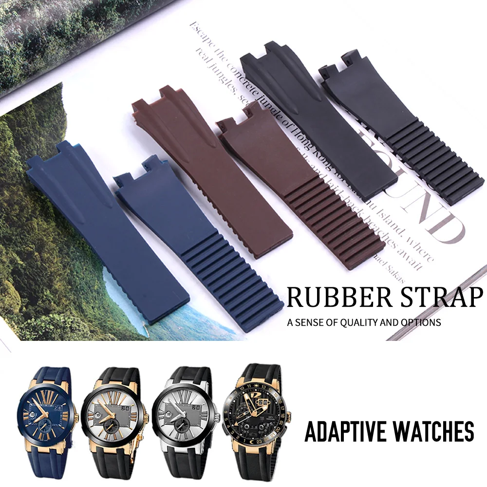 Ремешок силиконовый для наручных часов Ulysse Nardin резиновый сменный Браслет черный