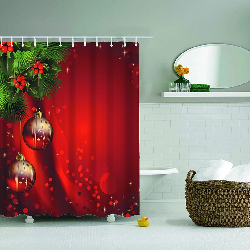 Many Christmas Styles Shower Curtain Bathroom Waterproof Polyester Shower Curtain Leaves Printing Curtains for bathroom shower