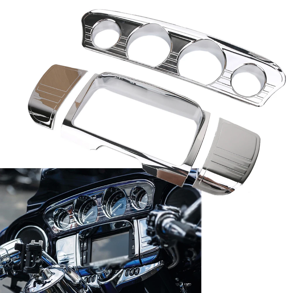 Chrome Tri Line Tri Line Stereo Trim Cover for Harley Touring Electra