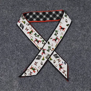 

Horse New Trends Printed Fashion Lady riband Scarves Bags Scarf Small Ribbon Hair Band Bandeaus Choker BD45 Drop Shipping