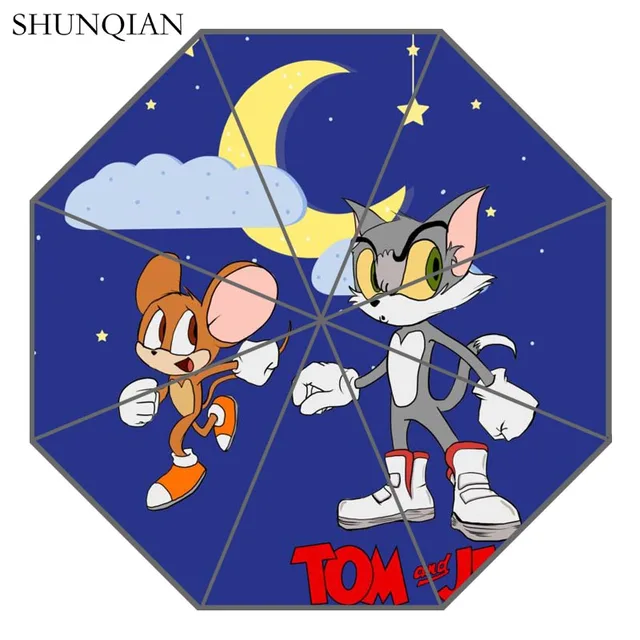 P Tom and Jerry Umbrella Custom Printing Foldable Sun Rain Travel