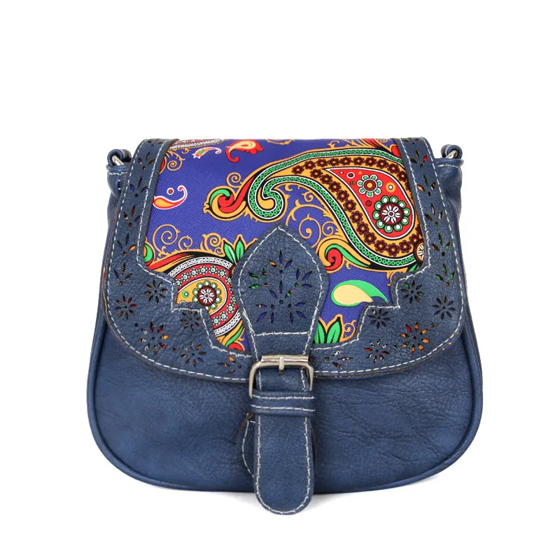 Aelicy, винтажная сумка для женщин, кожаная сумка-мессенджер с принтом, женская сумка через плечо, Маленькая женская дизайнерская сумка - Цвет: Темно-синий