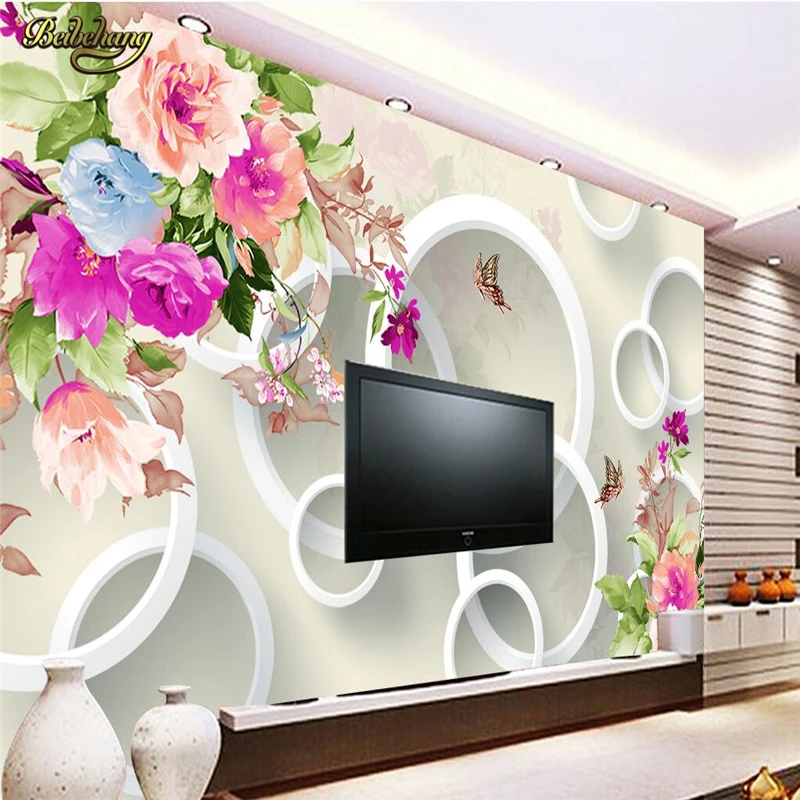 

beibehang Custom Photo Wallpaper Mural Wall Sticker 3D 3D Watercolor Peony Background Wall Carving Path papel de parede